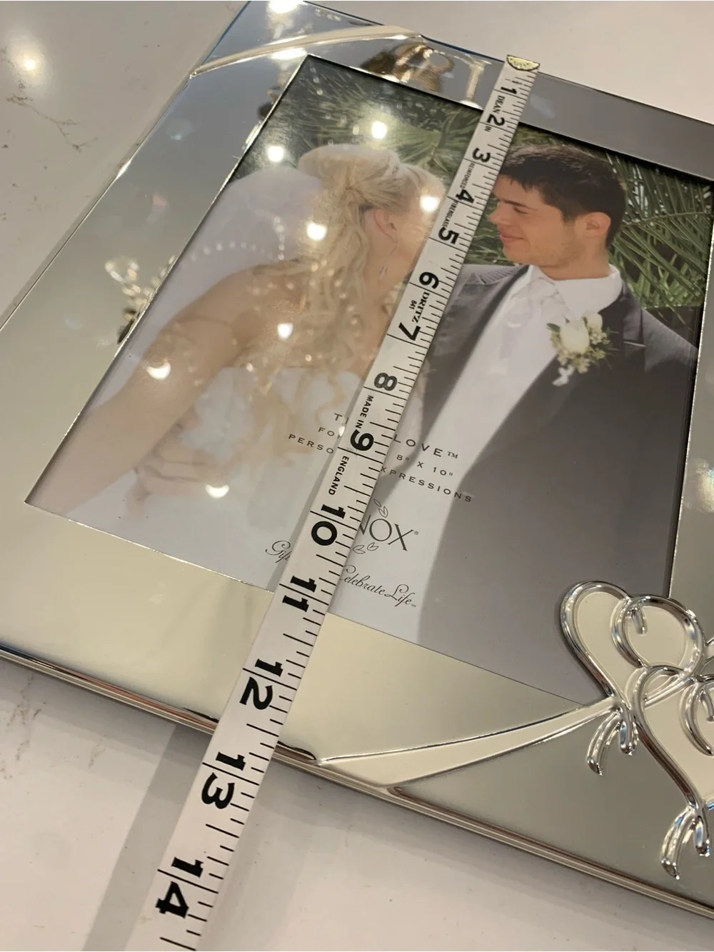 Lenox Picture Frame True Love Silver Double Heart Holds 8”x 10” Photo NEW (read